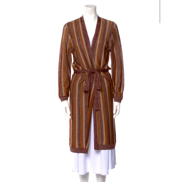 L'Agence Berkeley Wrap Cardigan Khaki in Multi Stripe - Rated A no tags - Picture 7 of 8